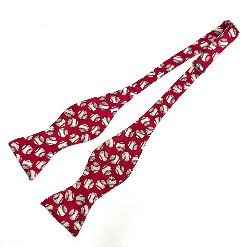Robert Talbott Pure Silk Designer Baseball Adjustable 2.5" Bow Tie Mens Red